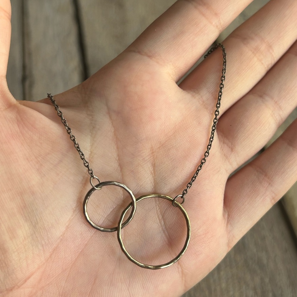 Stella and Dot Sterling Silver Two Tone Rings Necklace